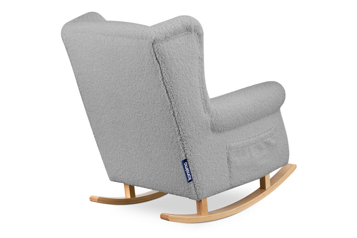 SCHAUKELSESSEL TULES mit Tasche für kleine Gegenstände, grau - Eichefarben/Grau, Eichenholz/Holzwerkstoff (80/105/105cm) - KONSIMO®