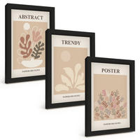 BILDER SET 3er Set - 20x30 cm Schwarzer Rahmen - Pflanzenmotive beige braun - Schwarz, Kunststoff (20/30cm) - TULUP