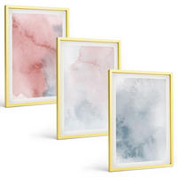 BILDER SET 3er Set - 40x60 cm Goldrahmen - Pastellfarben auf Leinwand - Goldfarben, Kunststoff (40/60cm) - TULUP
