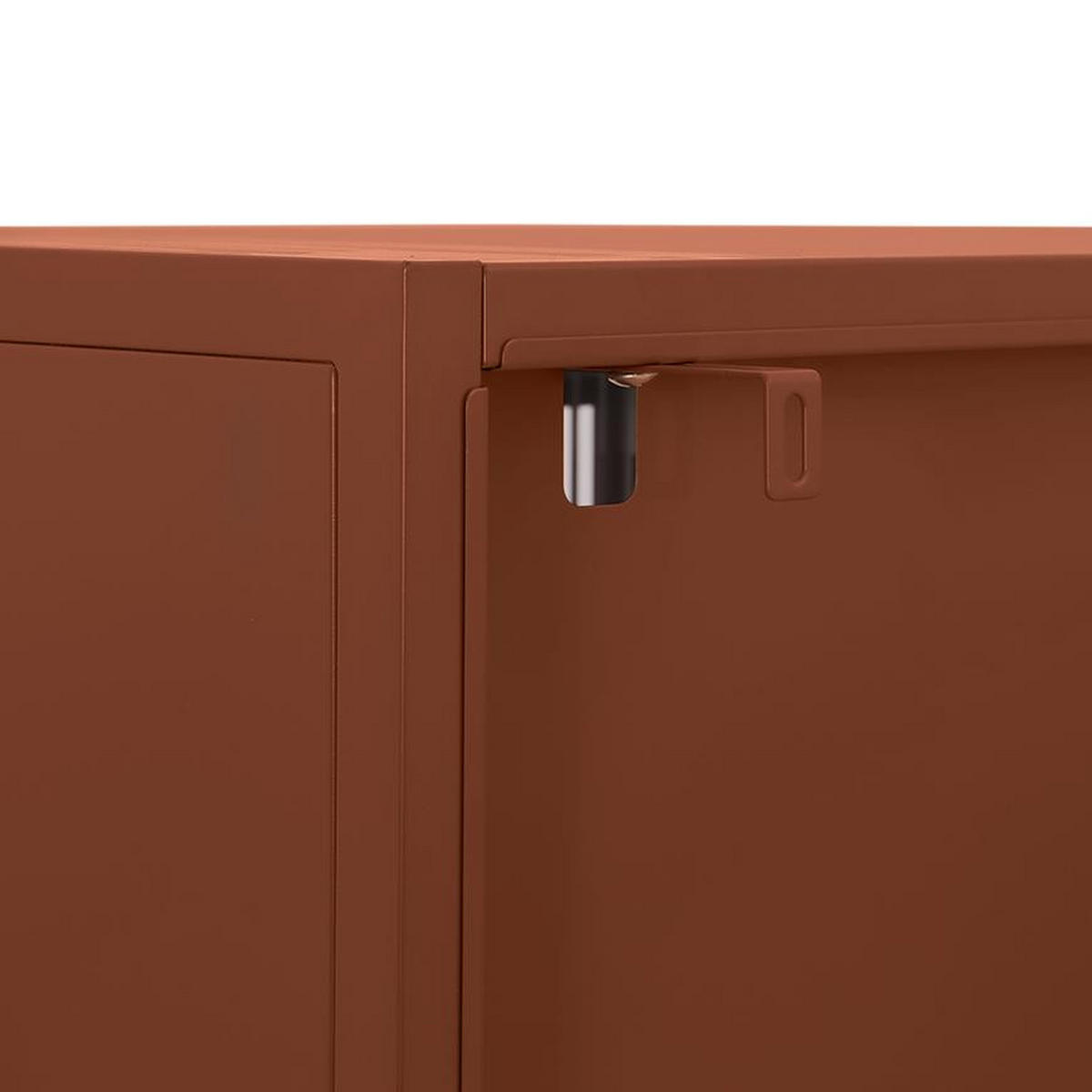 METALLREGAL H170cm 4 Türen 4 Fächer Terrakotta und Geriffeltes Glas KIARA - Terracotta, Metall (35/170/80cm) - Sicaan