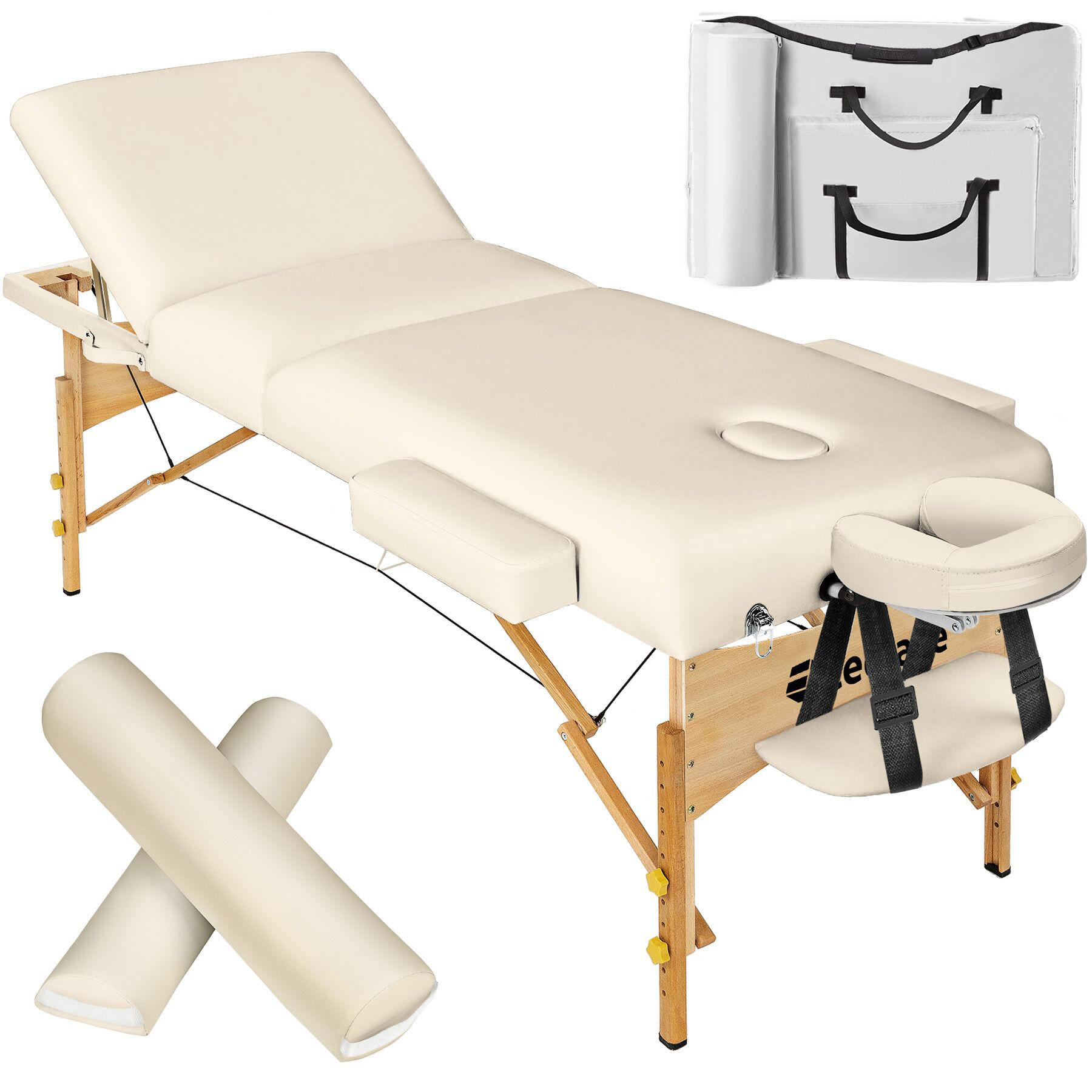 MASSAGELIEGE-SET 3 Zonen Somwang,218 x 102 x 90 cm,beige - Beige, Textil (108/90/218cm) - tectake