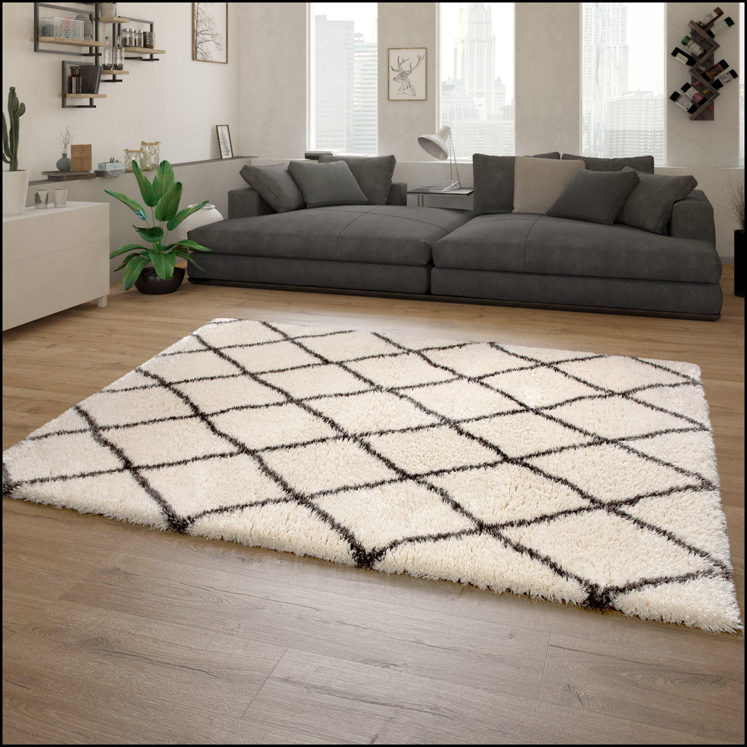 HOCHFLORTEPPICH 160/230 cm Maghreb 75 - Creme, Textil (160/230cm) - Paco Home