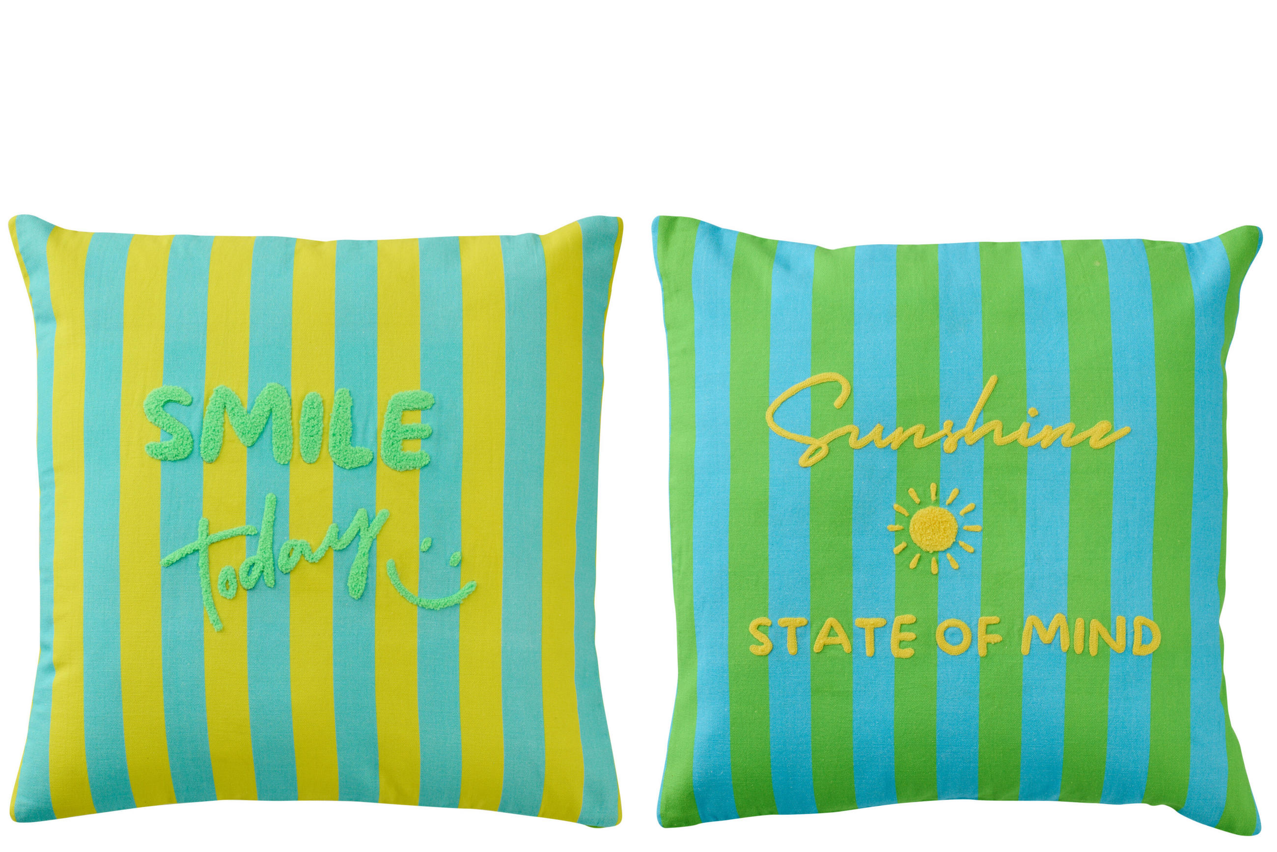 KISSEN SUNSHINE/SMILE GESTREIFT Multi - Multicolor, Textil (45/45cm) - J-Line