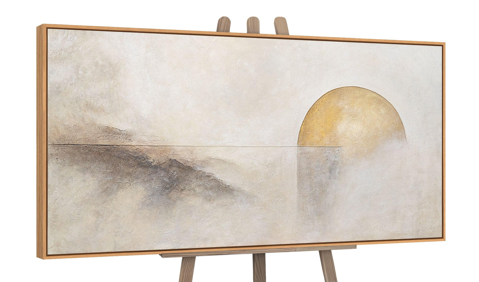 GEMÄLDE Horizontlinie Schattenfugenrahmen Eichefarben 120x60 cm - Eichefarben, Holz (120/60cm) - YS-art gallery