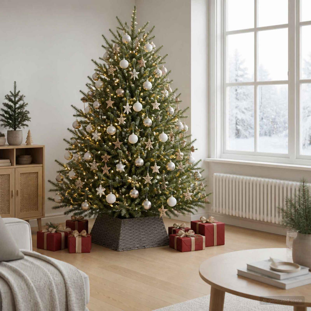 WEIHNACHTSBAUMKRAGEN 60/60/28 cm Grau Poly-Rattan - Grau, Holzwerkstoff (60/28/60cm) - vidaXL