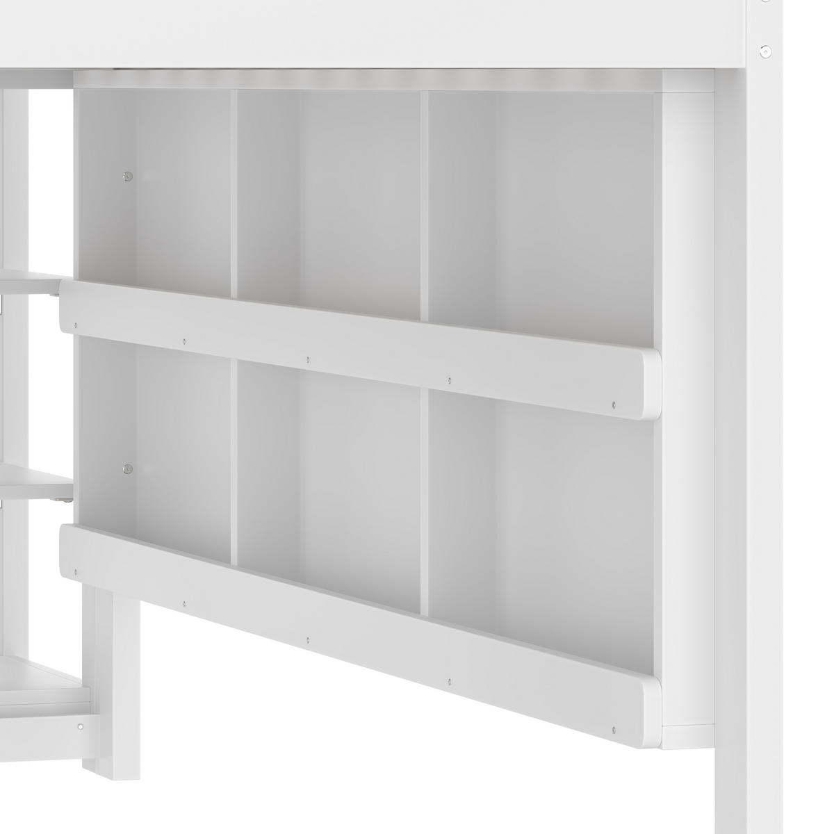 HOCHBETT 90/200 cm in Weiß mit Rutsche, Regal und LED im Haus-Design - Weiß, Holz (90/200cm) - STILVORA