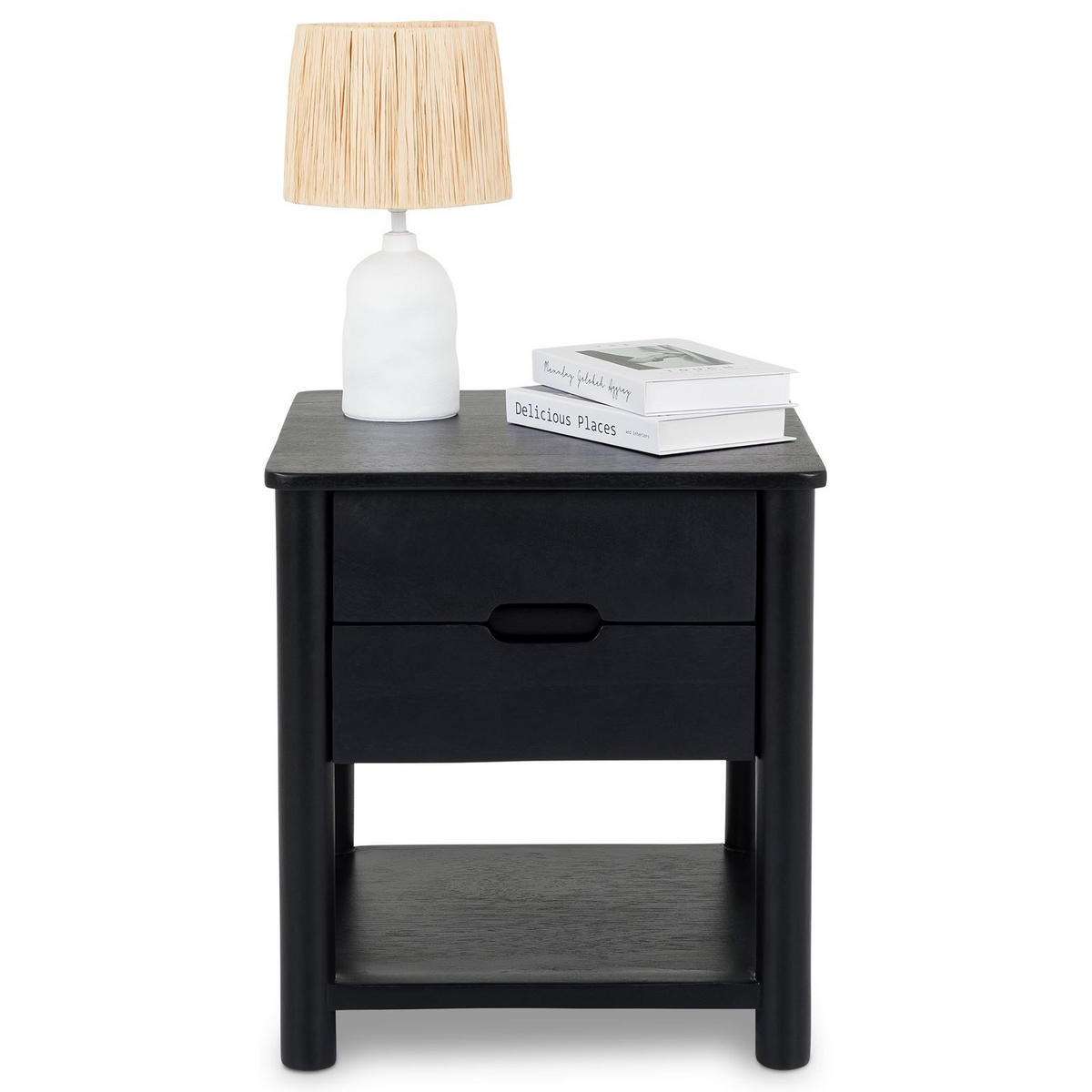 NACHTTISCH FADRI schwarz - Schwarz, Holz (50/55/50cm) - IDIMEX