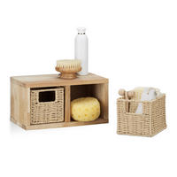 WANDREGAL - Hellbraun, Holz (31/16/18cm) - Relaxdays