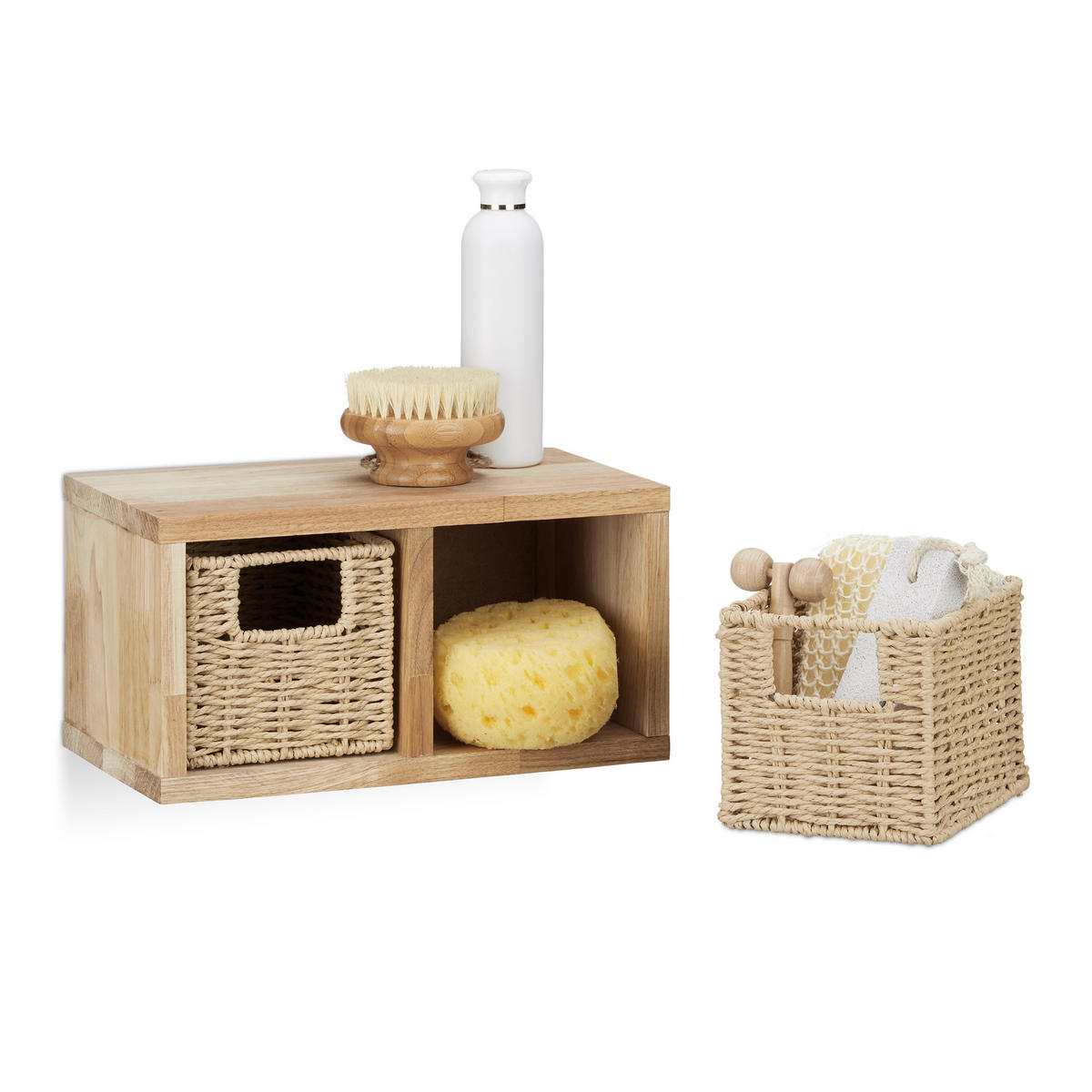 WANDREGAL - Hellbraun, Holz (31/16/18cm) - Relaxdays