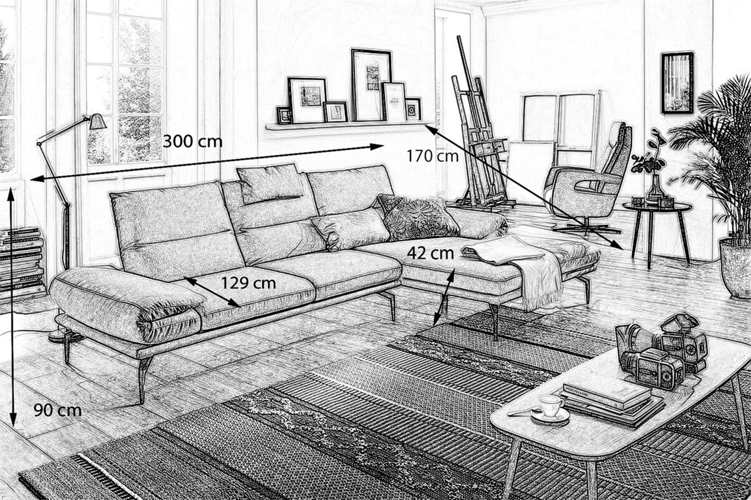 ECKSOFA KIMI Rot Webstoff - Rot/Schwarz, Textil (300/170cm) - KAWOLA