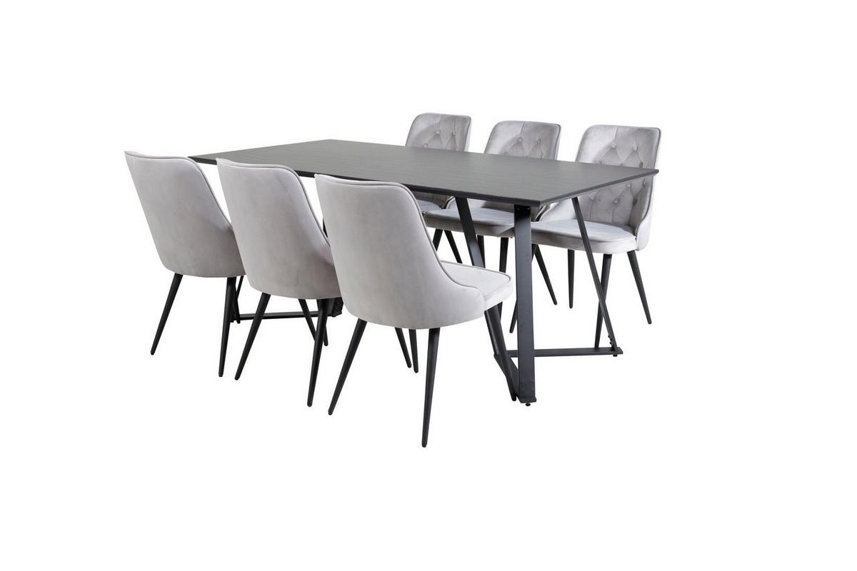 TISCHGRUPPE Hellgrau - Hellgrau, Holzwerkstoff (90/75/180cm) - ebuy24