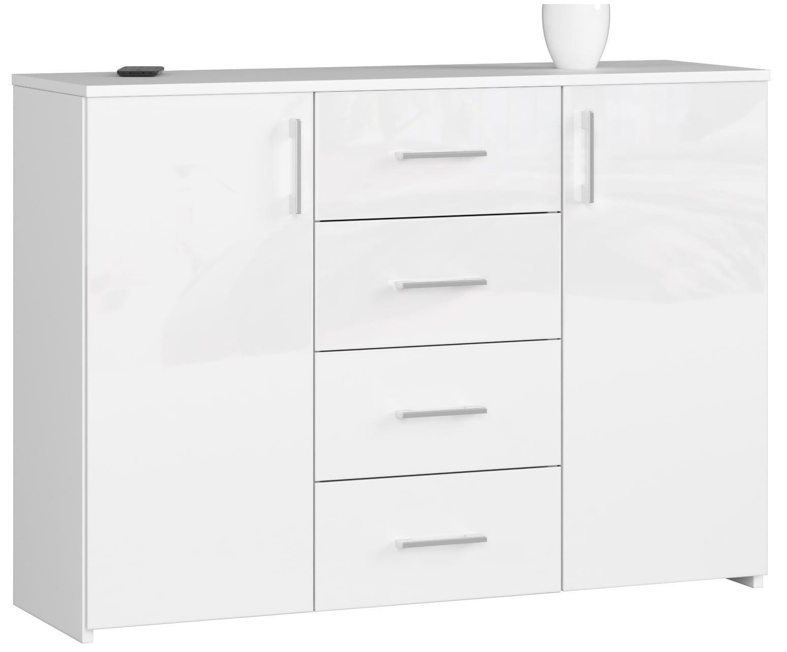 RAUMHIRSCH FURNITURE KOMODA bílá, bílá lesklá 80/110/35