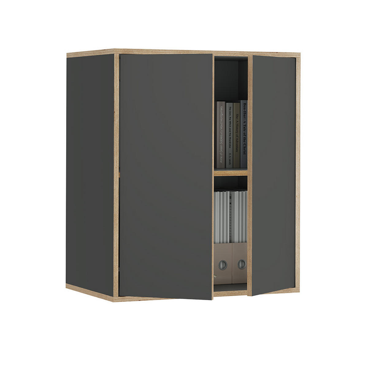 STĚNOVÁ POLICE Tetrix Antracit - antracitová/béžová, kompozitní dřevo (63/75/40cm) - Vicco