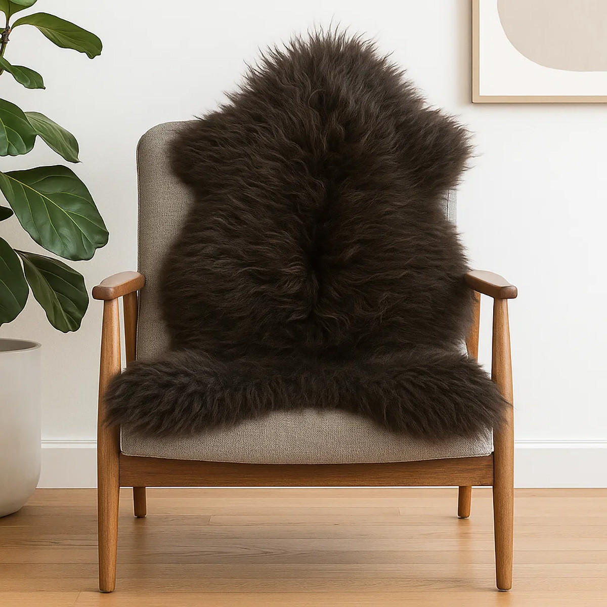 SCHAFFELL Island Langhaar – Dunkelbraun ca. 110 cm - Dunkelbraun, Fell (60/110cm)