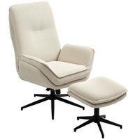 RELAXSESSEL mit Hocker 360°Drehbarer Fernsehsessel mit Liegefunktion, Cord Beige - Beige, Textil (72/107/83cm) - HOMCOM