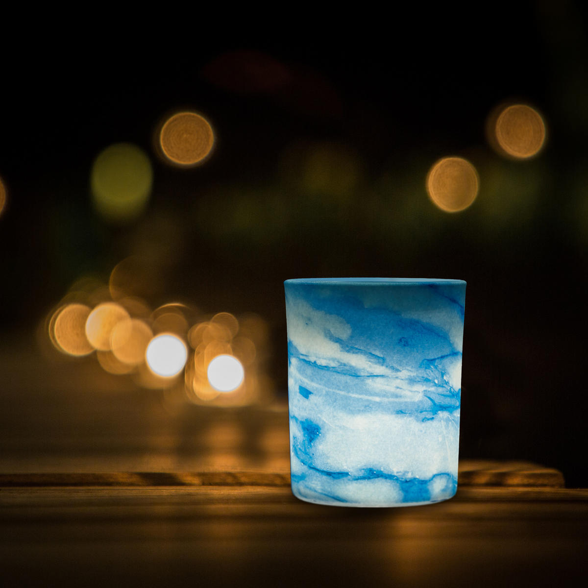 12xTEELICHTGLÄSER - Blau, Glas (8.5cm) - Relaxdays