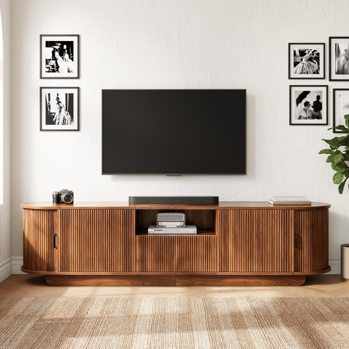 TV-SCHRANK 180/35/50 cm Natürlich mit Schiebetür und 4 Schubladen - Naturfarben, Holz/Holzwerkstoff (180/50/35cm) - Oxeza