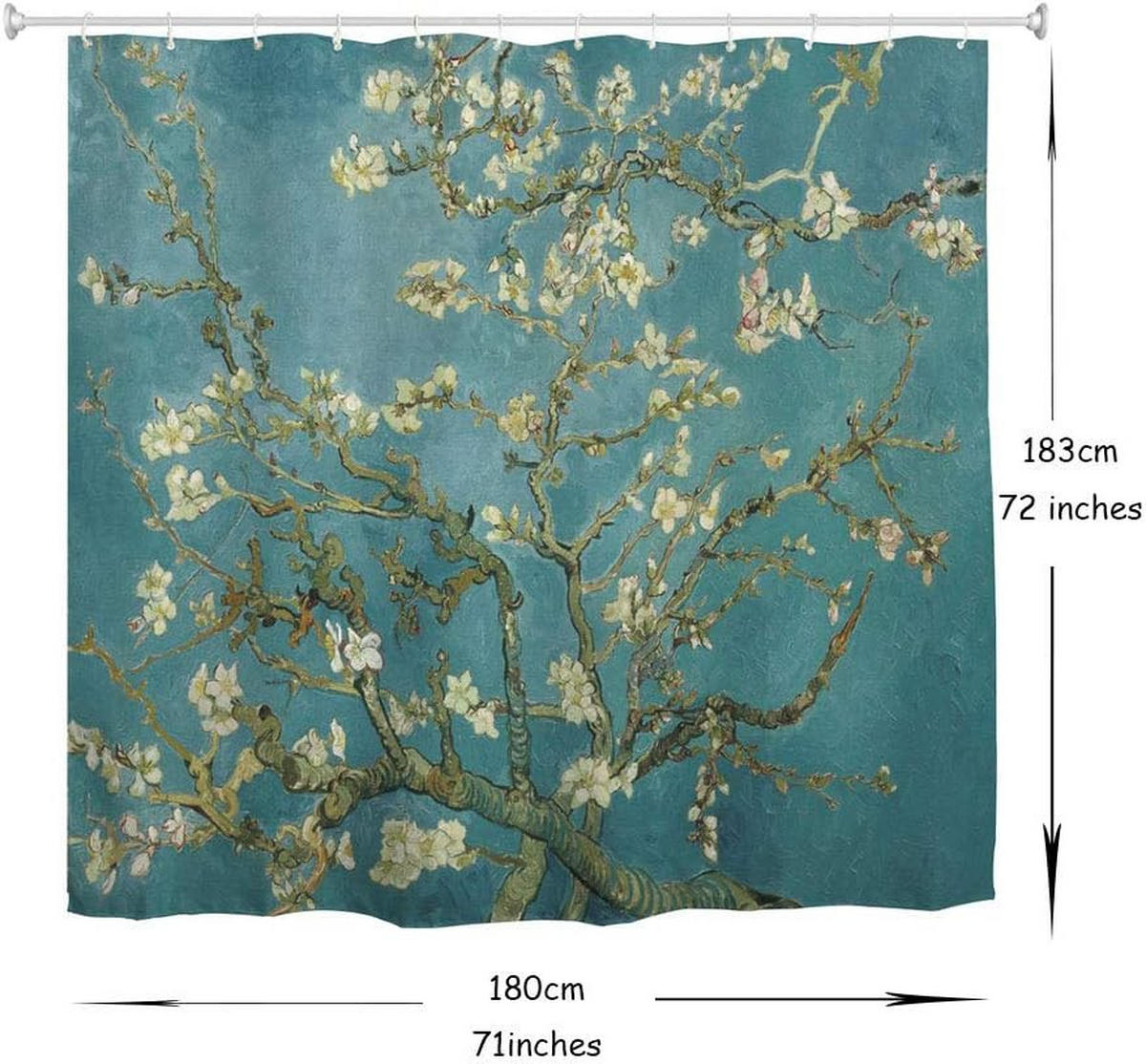 DUSCHVORHANG Blumen Muster lang 180 x 180 cm dekorativ fürs Badezimmer - Blau, Textil (180/180cm) - MCBOSON