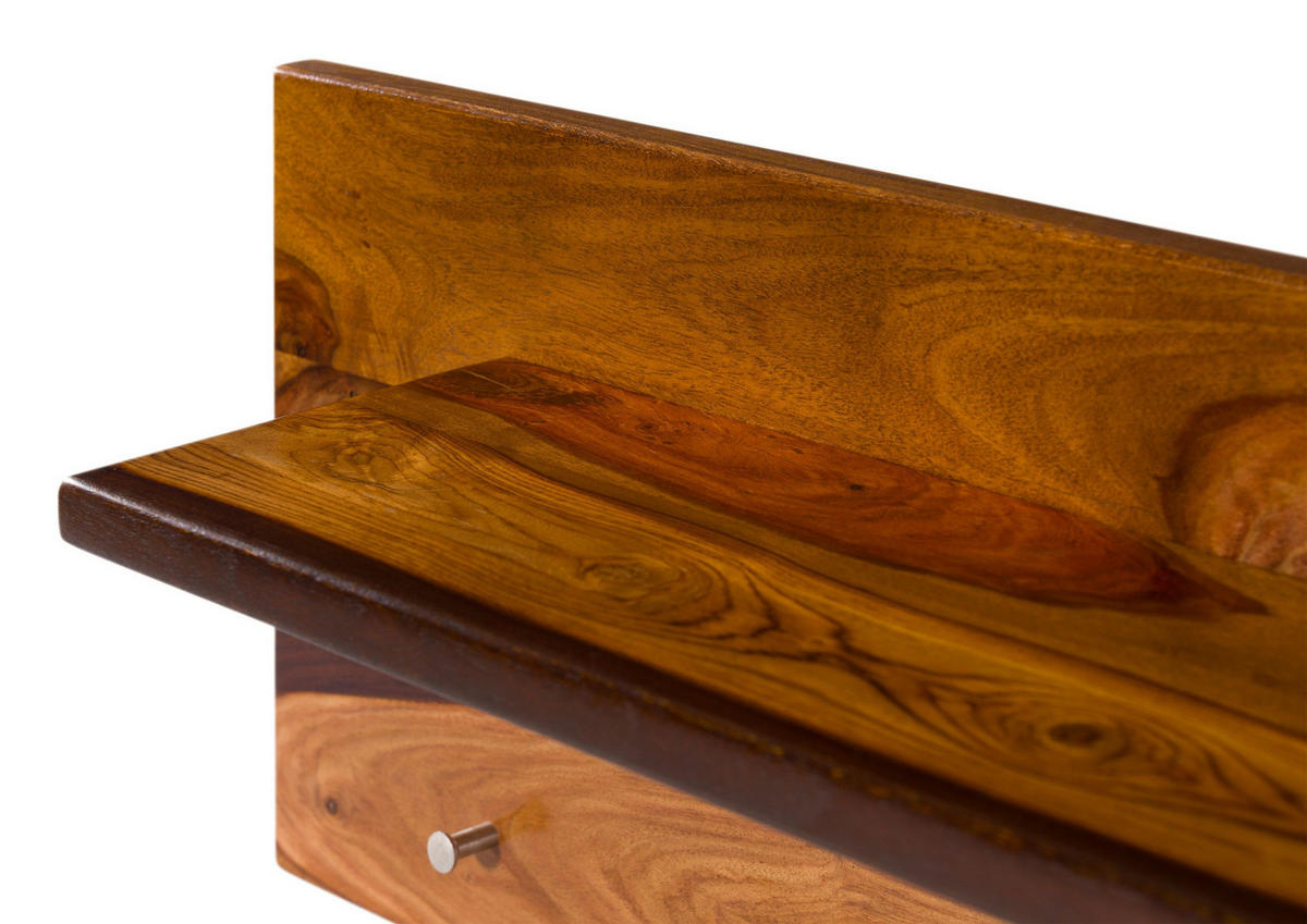 WANDGARDEROBE Sheesham 115x23x35 walnuss gewachst TORONTO #272 - Dunkelbraun, Holzwerkstoff (115/35/23cm) - Massivmoebel24