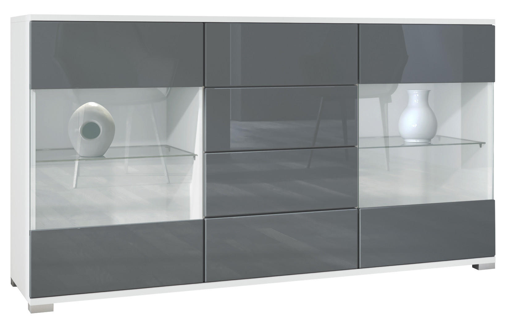 Vladon Sideboard Grau 138.5x75.5x35 cm