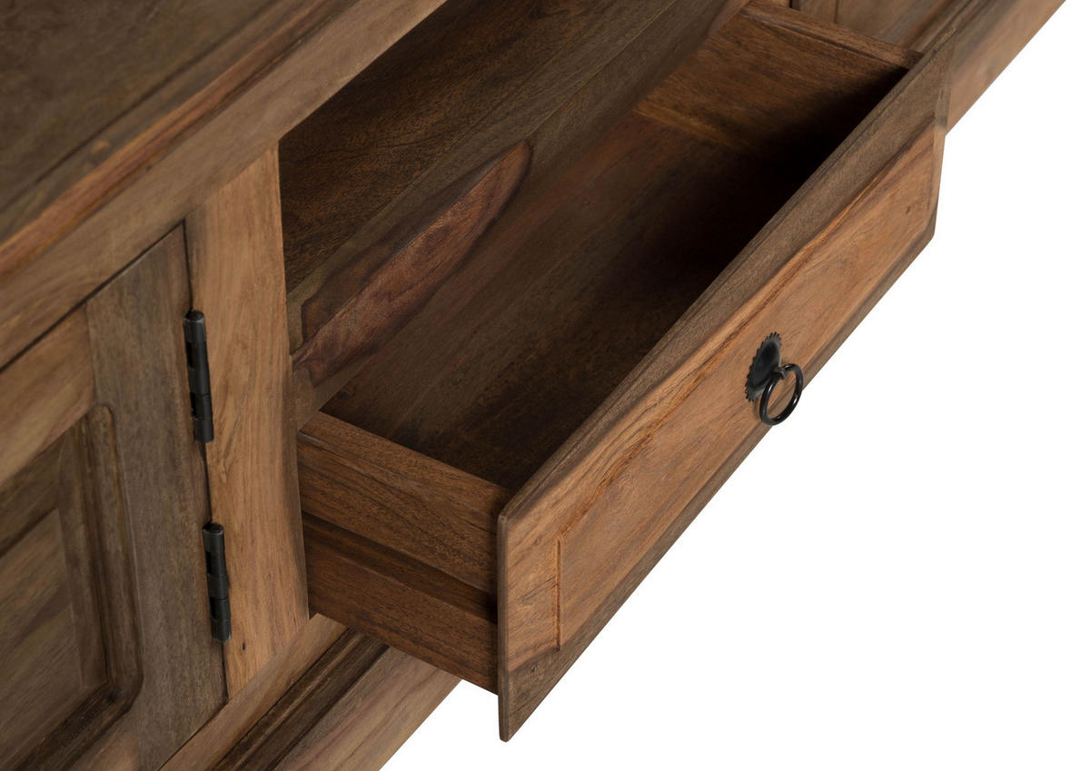 TV-BOARD Sheesham 200x45x50 grau geölt LEEDS #06 - Grau, Holz (200/50/45cm) - Massivmoebel24