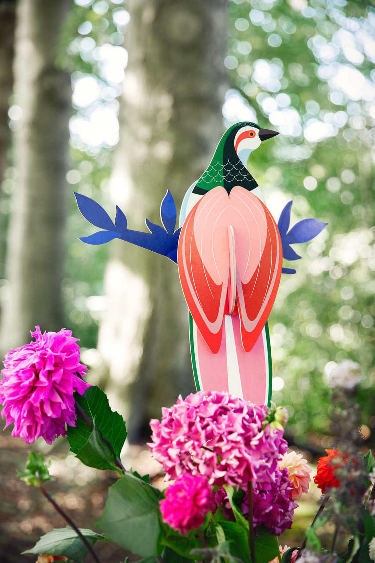 WANDDEKO Tropenvogel-Paradies 23/7 cm - Pink/Grün, Wellpappe (23/7/27cm) - KUNSTLOFT
