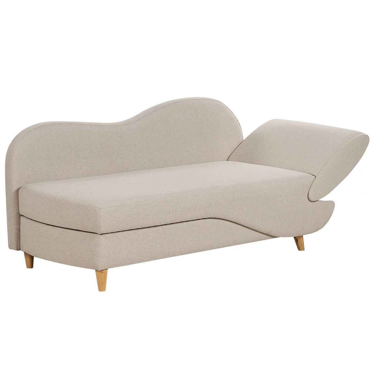 CHAISELONGUE Leinenoptik beige mit Bettkasten rechtsseitig Meri - Hellbraun/Beige, Textil (156/73/69cm) - Beliani