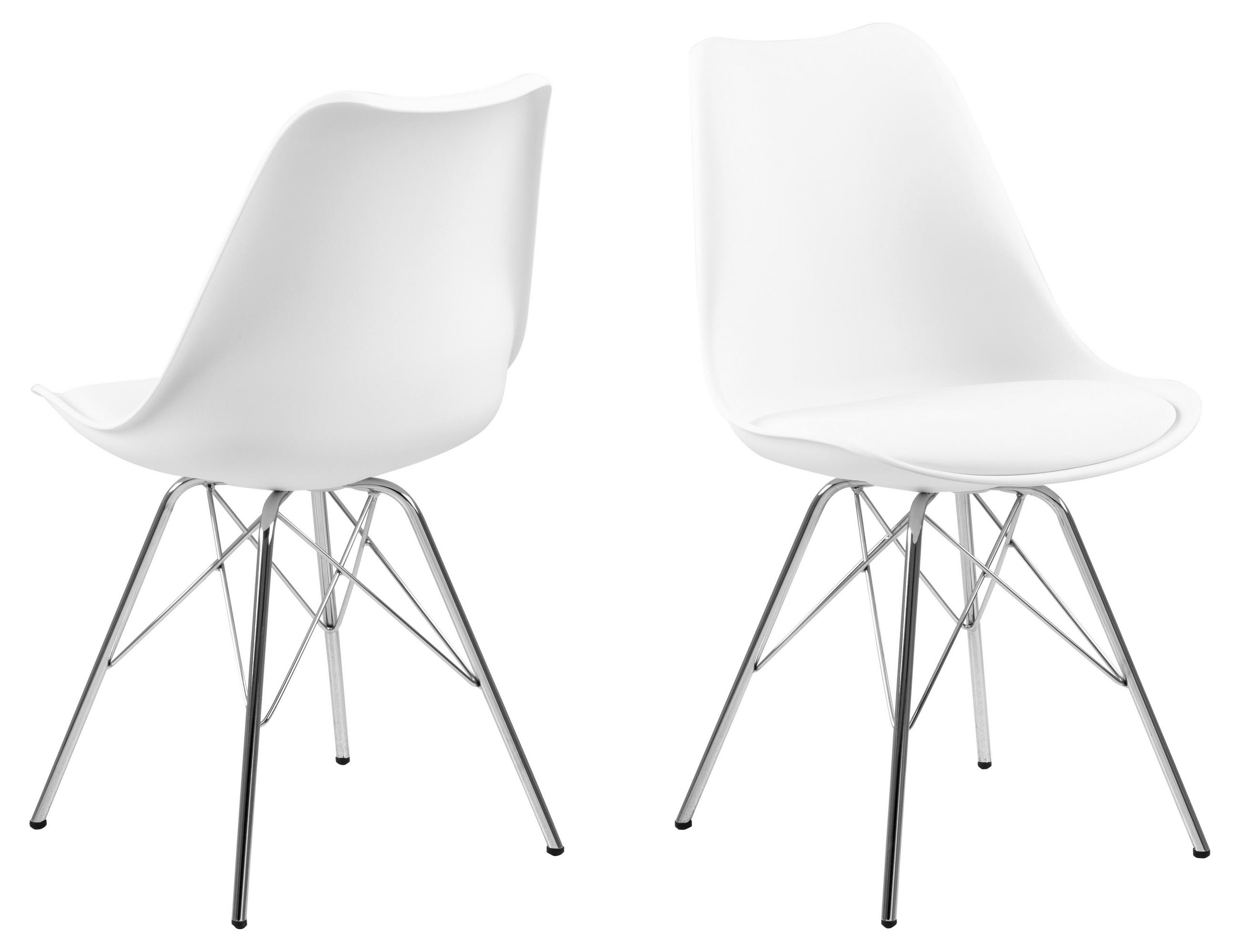 STUHL 4er-Set weiss, Chrom - Weiß, Holzwerkstoff (48/86/54cm) - ebuy24
