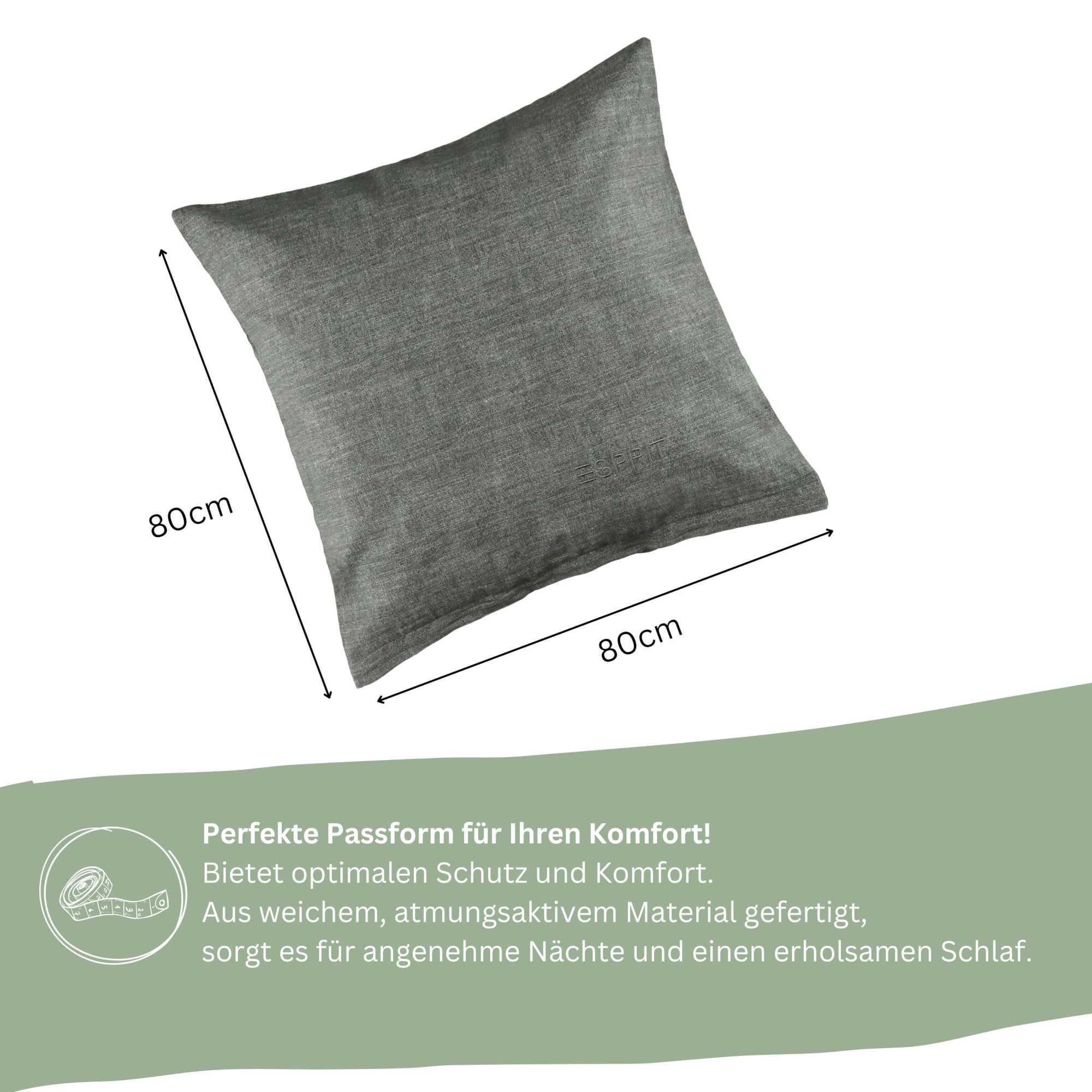 RENFORCÉ KISSENBEZUG HARP - Anthrazit, Textil (80/80cm) - Esprit