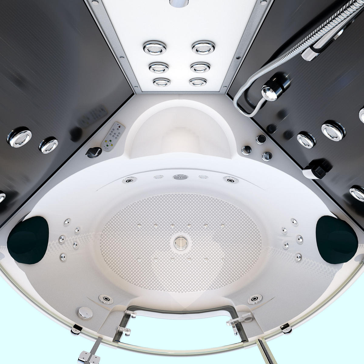 DAMPFDUSCHE Whirlpool Duschkabine K70-SW-TH - Schwarz, Glas/Kunststoff (150/217/150cm) - AcquaVapore by Sandra Jentho