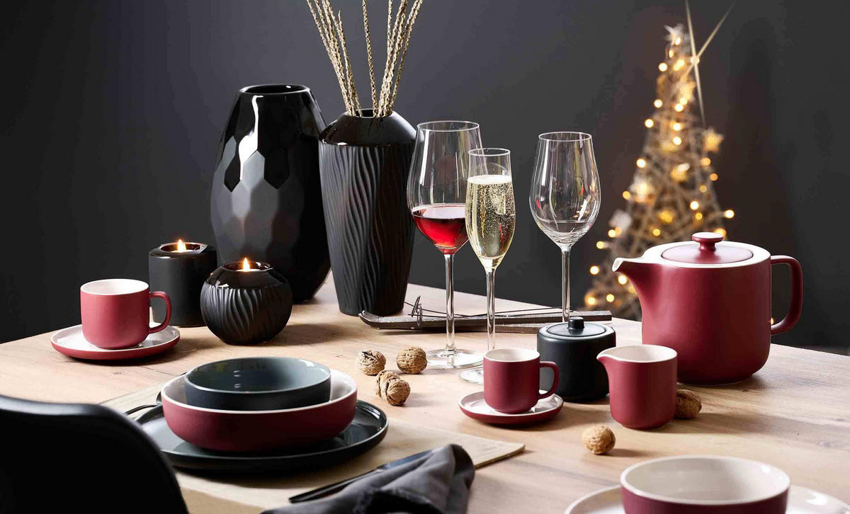 TEELICHTHALTER Onyx schwarz ø 8 cm 6er Set - Schwarz, Keramik (9cm) - Ritzenhoff Breker