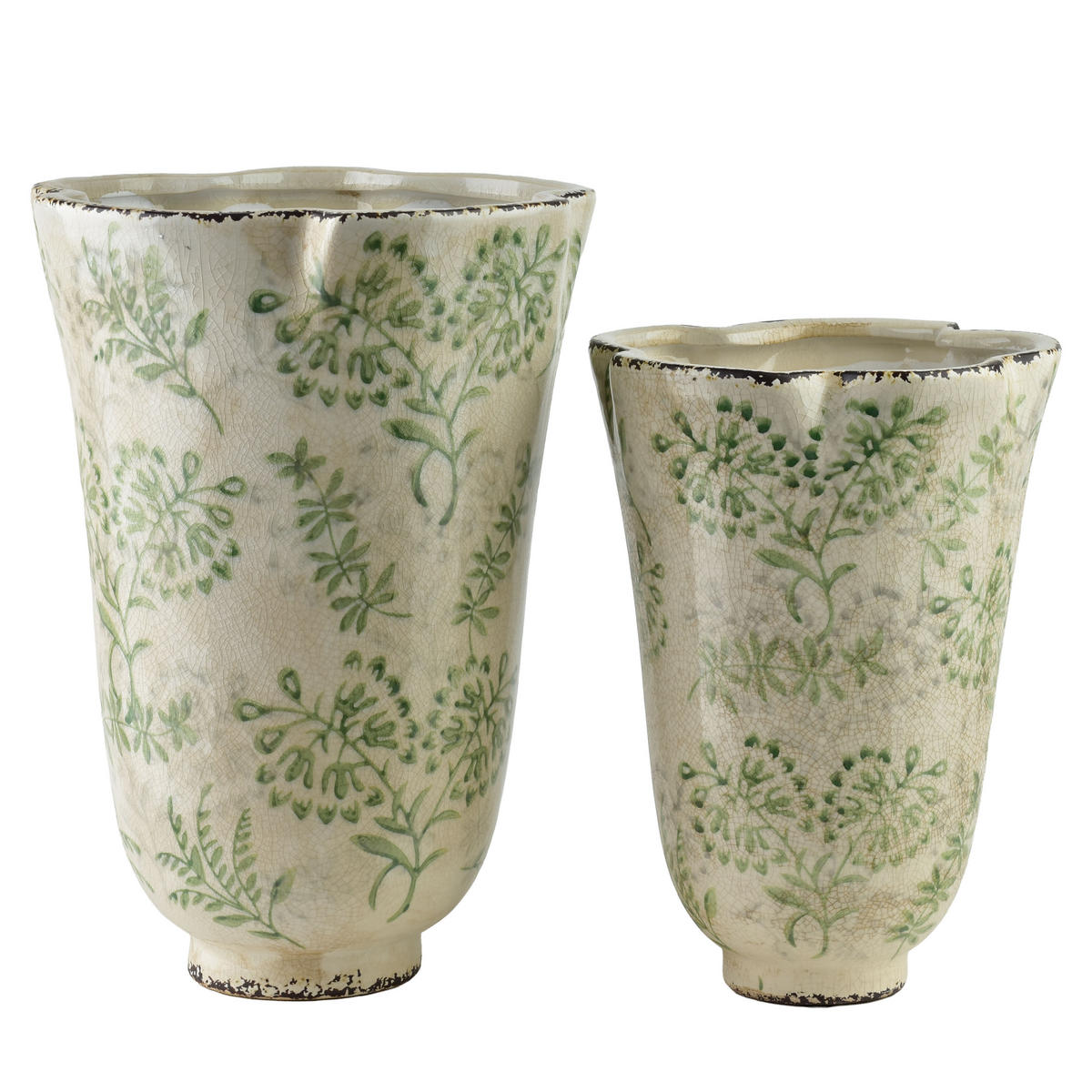 VASE CROCKET Ecru 18/18/24,5cm Keramik - Grün, Keramik (25cm) - Mondex