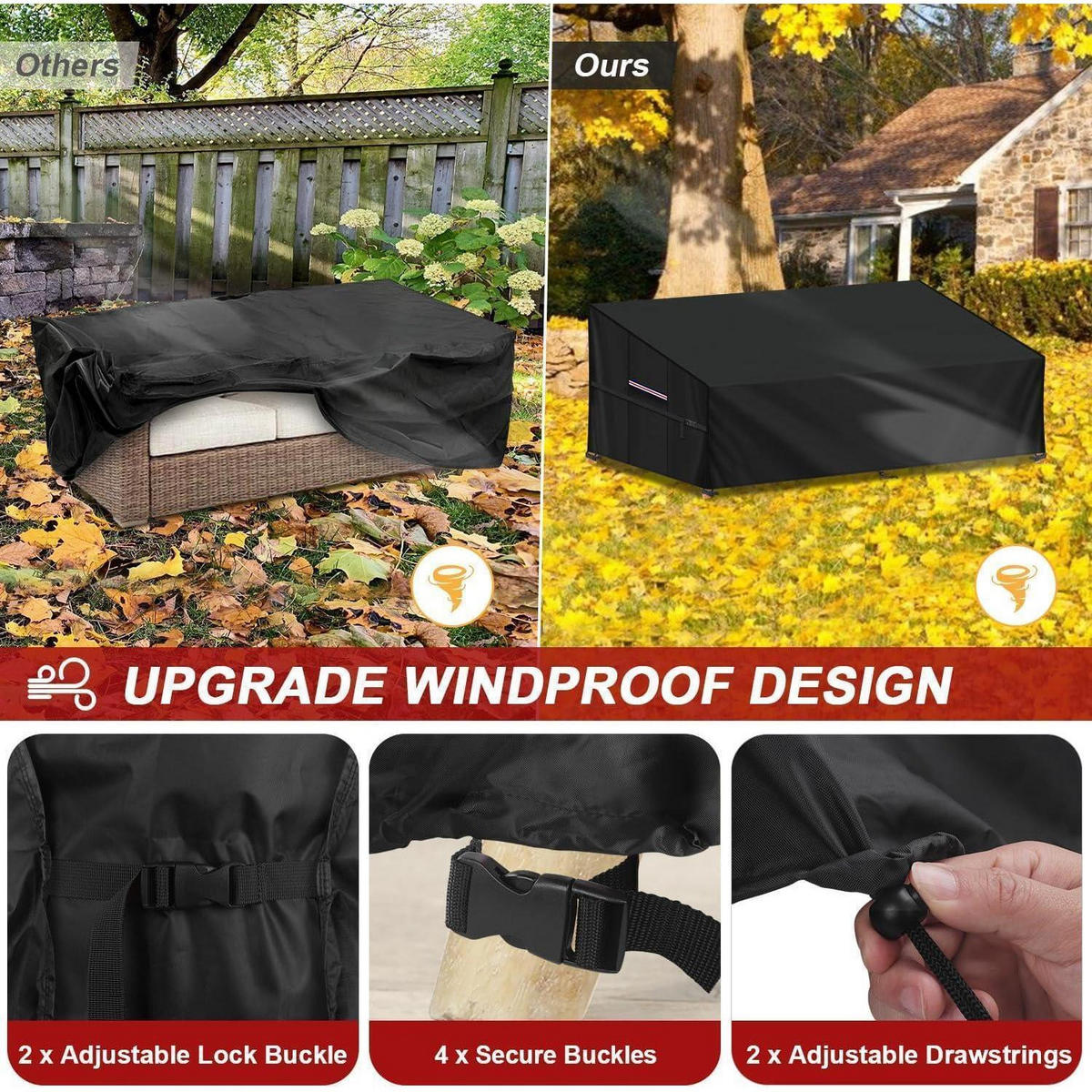 GARTENSOFA Schutzhülle 208x99x89/61cm Wasserdicht Winddicht - Schwarz, Kunststoff (99/89/89cm)