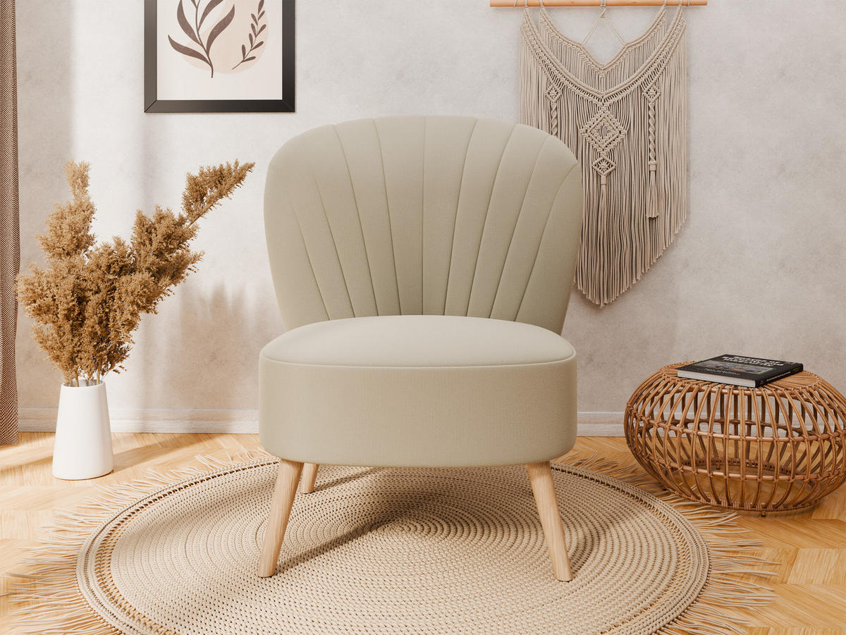 SESSEL Lumora mit Holzbeinen beige - Beige, Holz (68/82/78cm) - Panda Möbel