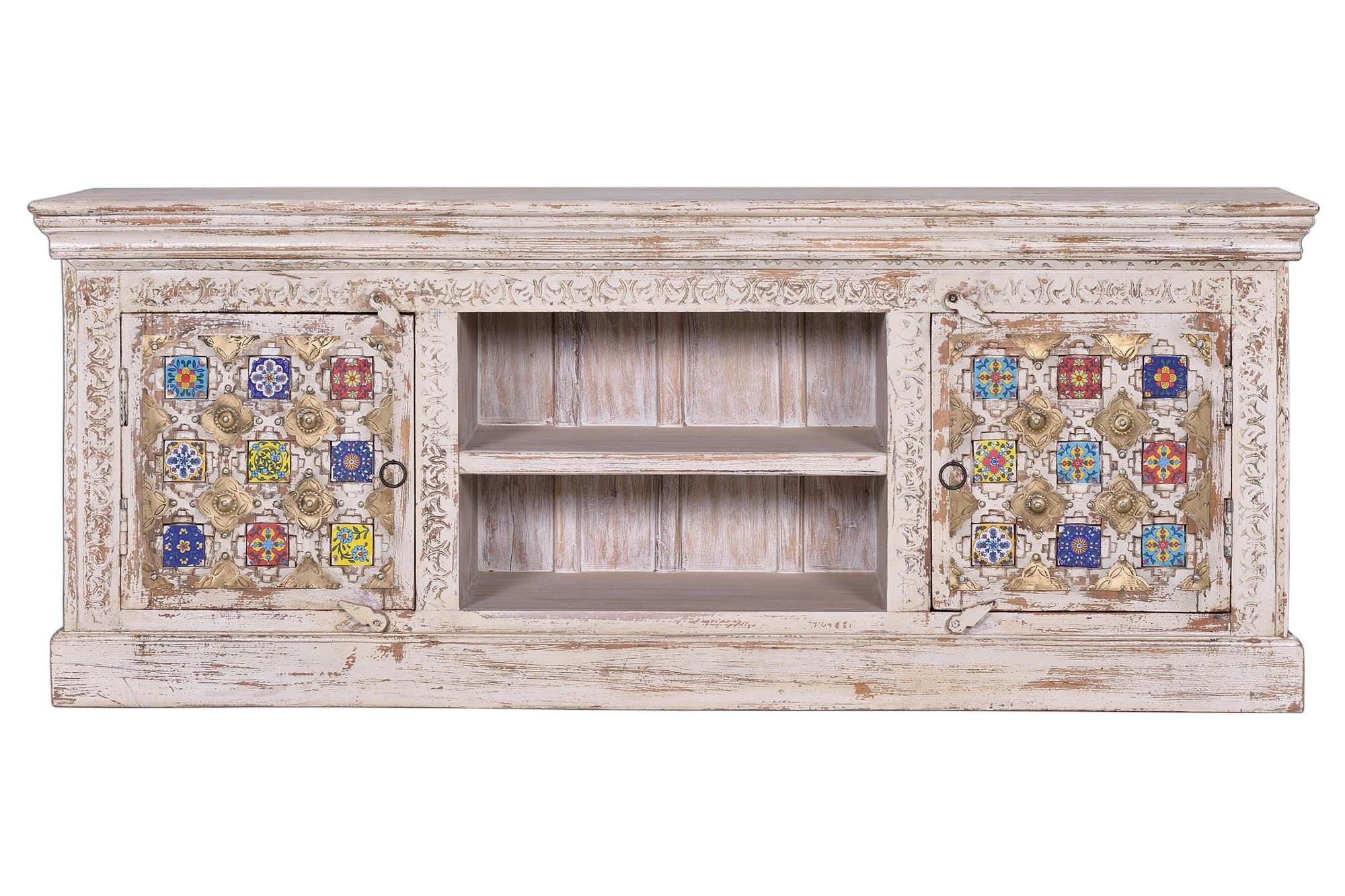 TV-SCHRANK aus Holz mit Keramikdetails - Perlmutt, Holz (150/60/40cm) - Giner y Colomer