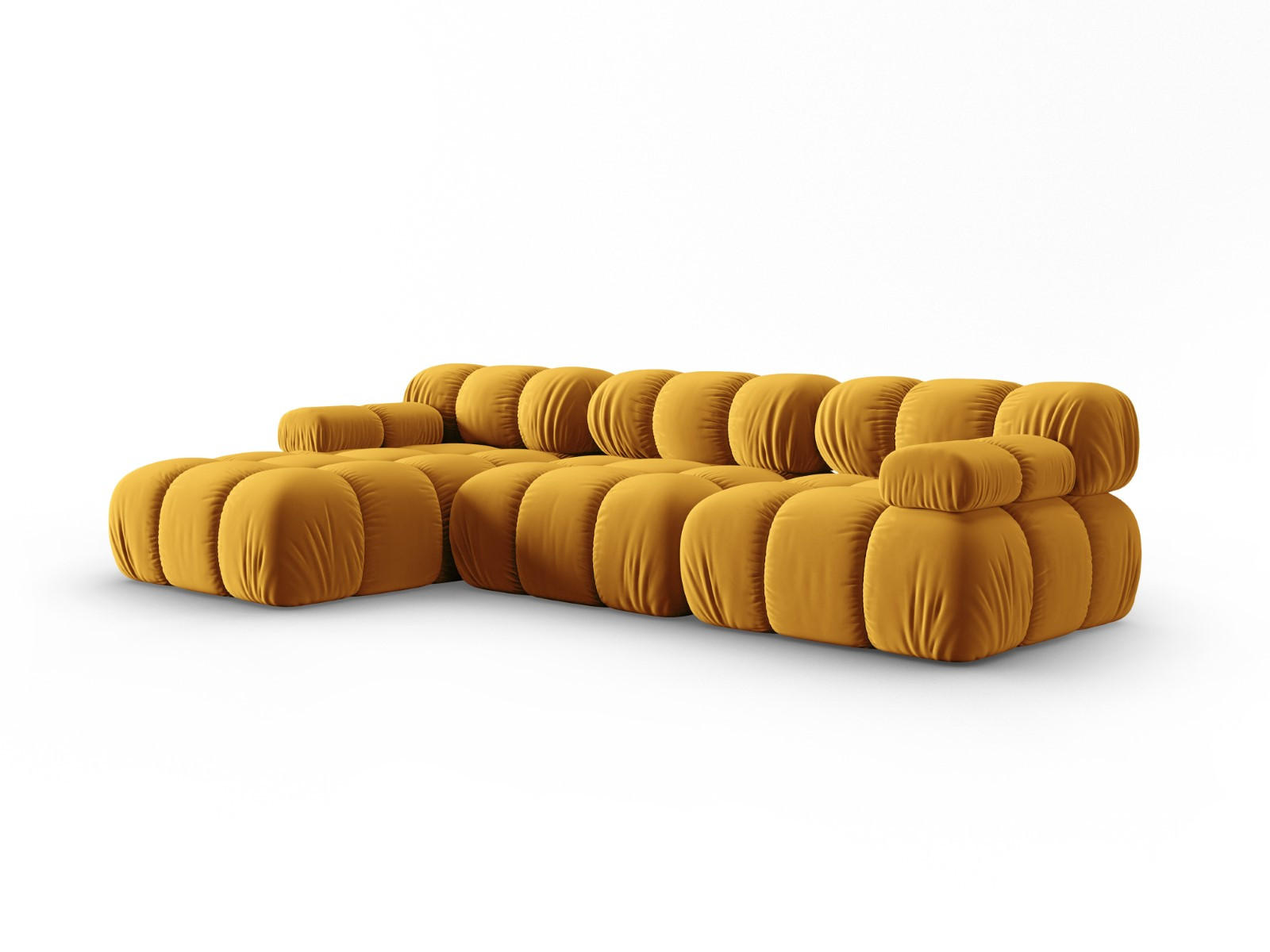 MODULARES-ECKSOFA links Bellis aus Samt gelb 4 Sitzplätze - Gelb, Textil (122/285cm) - Micadoni
