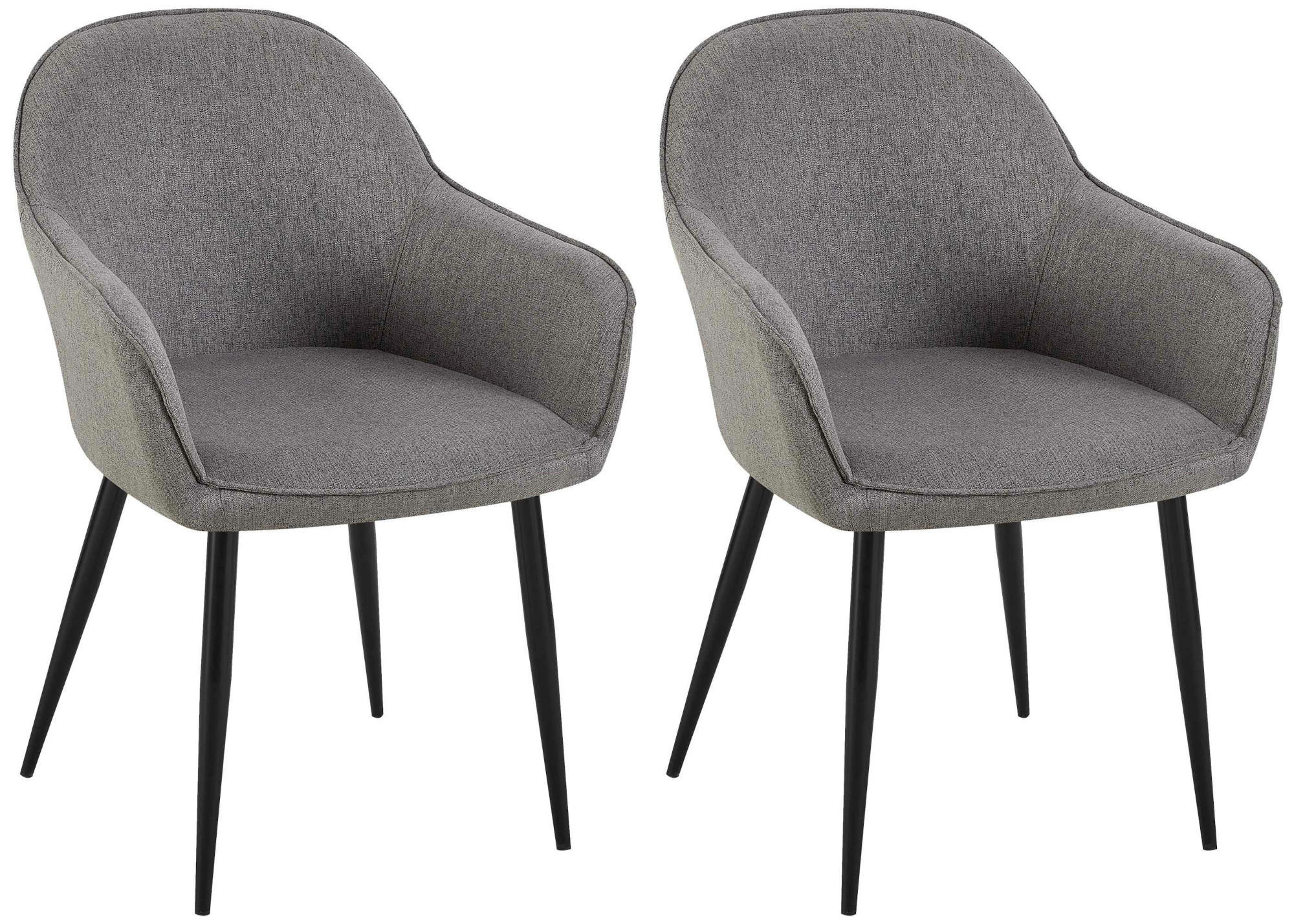 WOHNZIMMERSTUHL 2er Set Stoff dunkelgrau - Dunkelgrau/Schwarz, Textil/Metall (60/84/60cm) - CLP