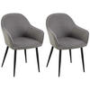 WOHNZIMMERSTUHL 2er Set Stoff dunkelgrau - Dunkelgrau/Schwarz, Textil/Metall (60/84/60cm) - CLP