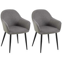 WOHNZIMMERSTUHL 2er Set Stoff dunkelgrau - Dunkelgrau/Schwarz, Textil/Metall (60/84/60cm) - CLP