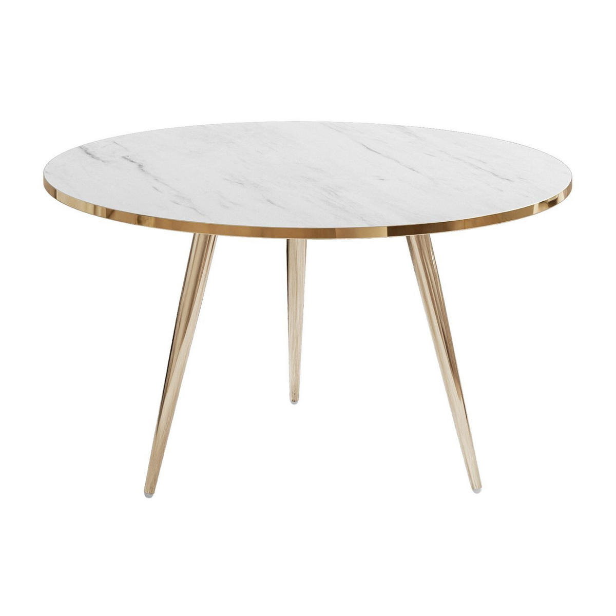 COUCHTISCH SOLEIL GOLD Weiß Marmor, 70cm - Weiß, Holzwerkstoff (70/70/47cm) - Lookway