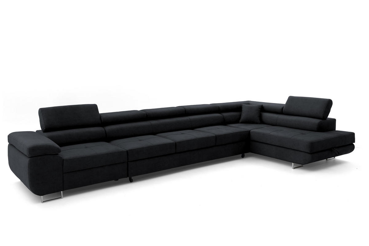 ECKSOFA WILD XXL Rechts mit Schlaffunktion 125x240 Velours Graphit - Silberfarben/Graphitfarben, Holz/Textil (200/400cm) - Muffo