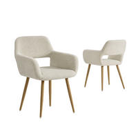 BÜROSTÜHLE 2er-Set, skandinavisches Design, gepolsterte Sitzfläche aus Wollstoff, Holzbeine, Beige - Beige, Textil/Metall (56/78/52cm) - Meubles Cosy