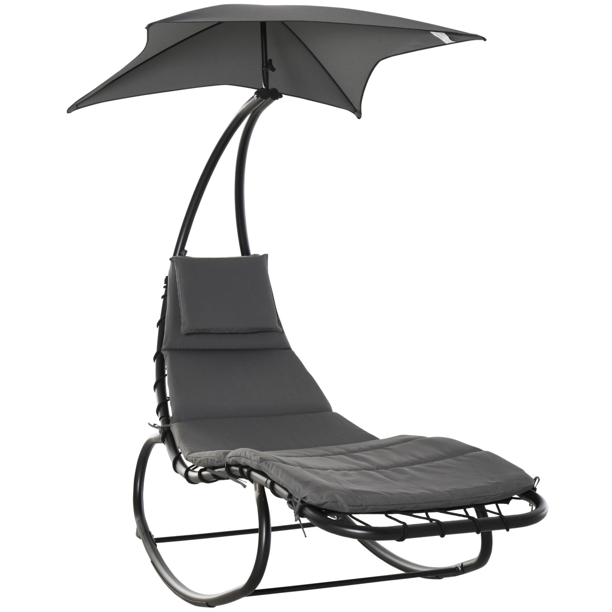 SCHAUKELLIEGE, Stahl, Texteline-Gewebe, Schwarz - Schwarz, Metall (114/190/185cm) - Outsunny