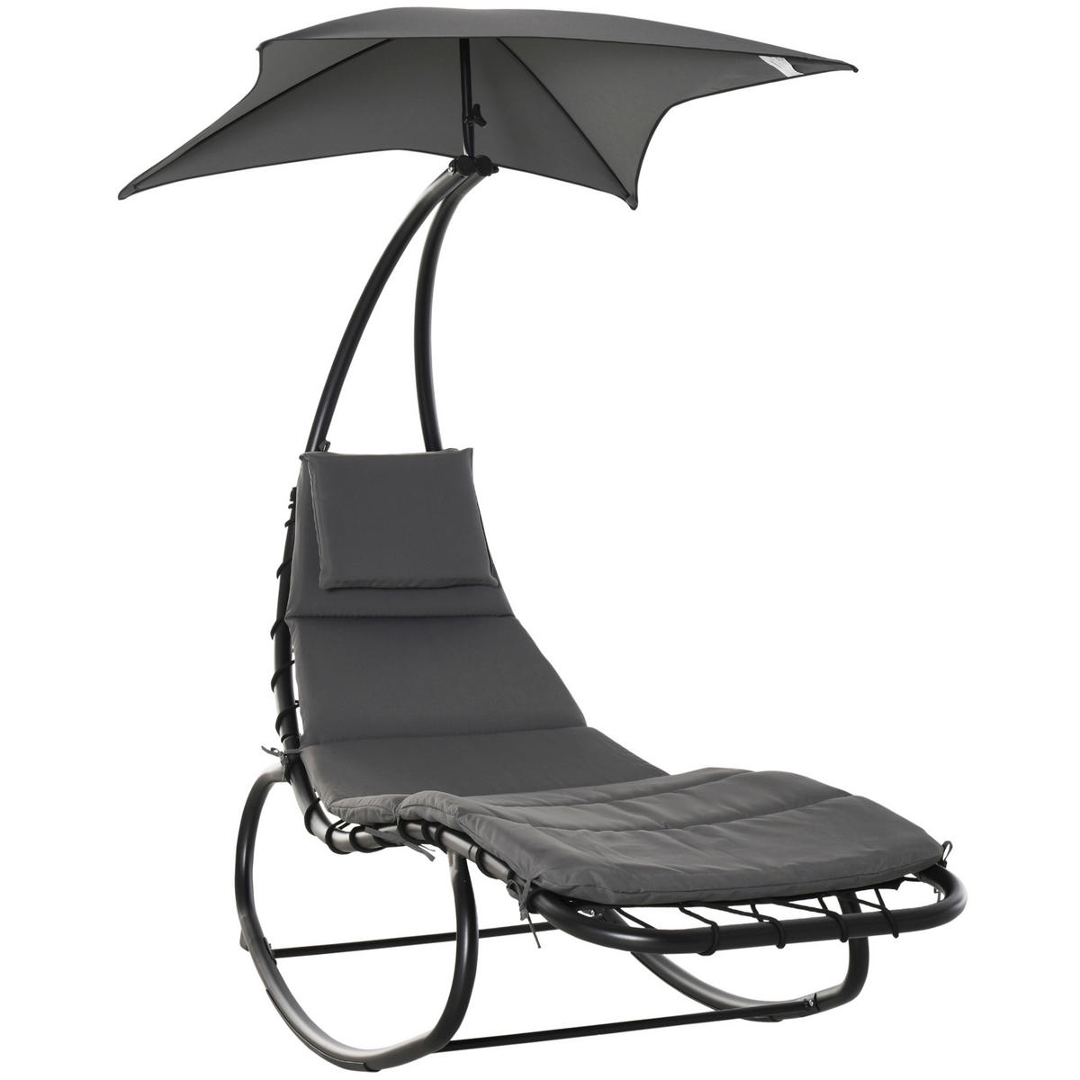 SCHAUKELLIEGE, Stahl, Texteline-Gewebe, Schwarz - Schwarz, Metall (114/190/185cm) - Outsunny