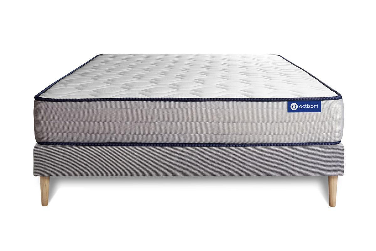 BETT Actimemo form Memory-Schaum 180 x 220 cm h3 - Kit Bettgestell Grau - Beige/Grau, Karton/Holz (180/220cm) - ACTISOM
