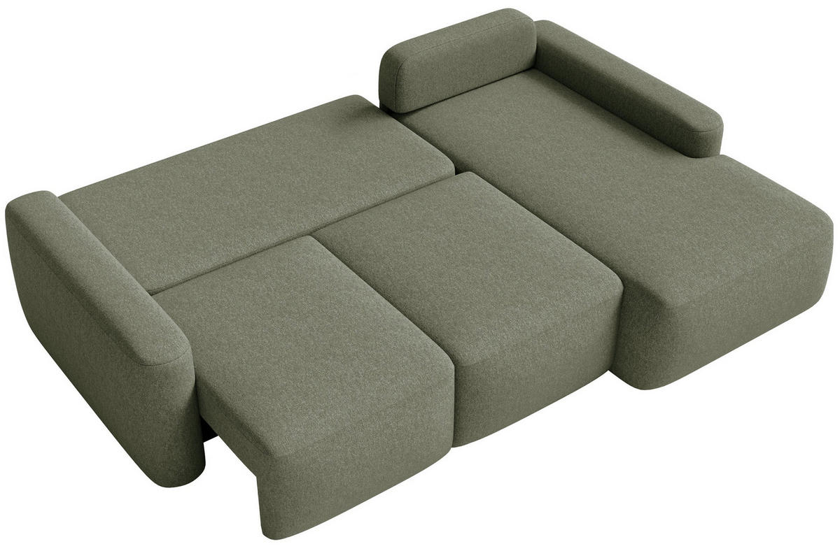 ECKSOFA Carnos Mini Olivgrün Chenille - Schwarz/Olivgrün, Kunststoff/Textil (164/238cm) - Selsey