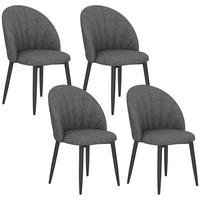 ESSZIMMERSTÜHLE DE-06840 4er-Set Samtoptik mit Stahlbeinen Grau - Dunkelgrau, Textil/Metall (52/79/54cm) - ComfortXL