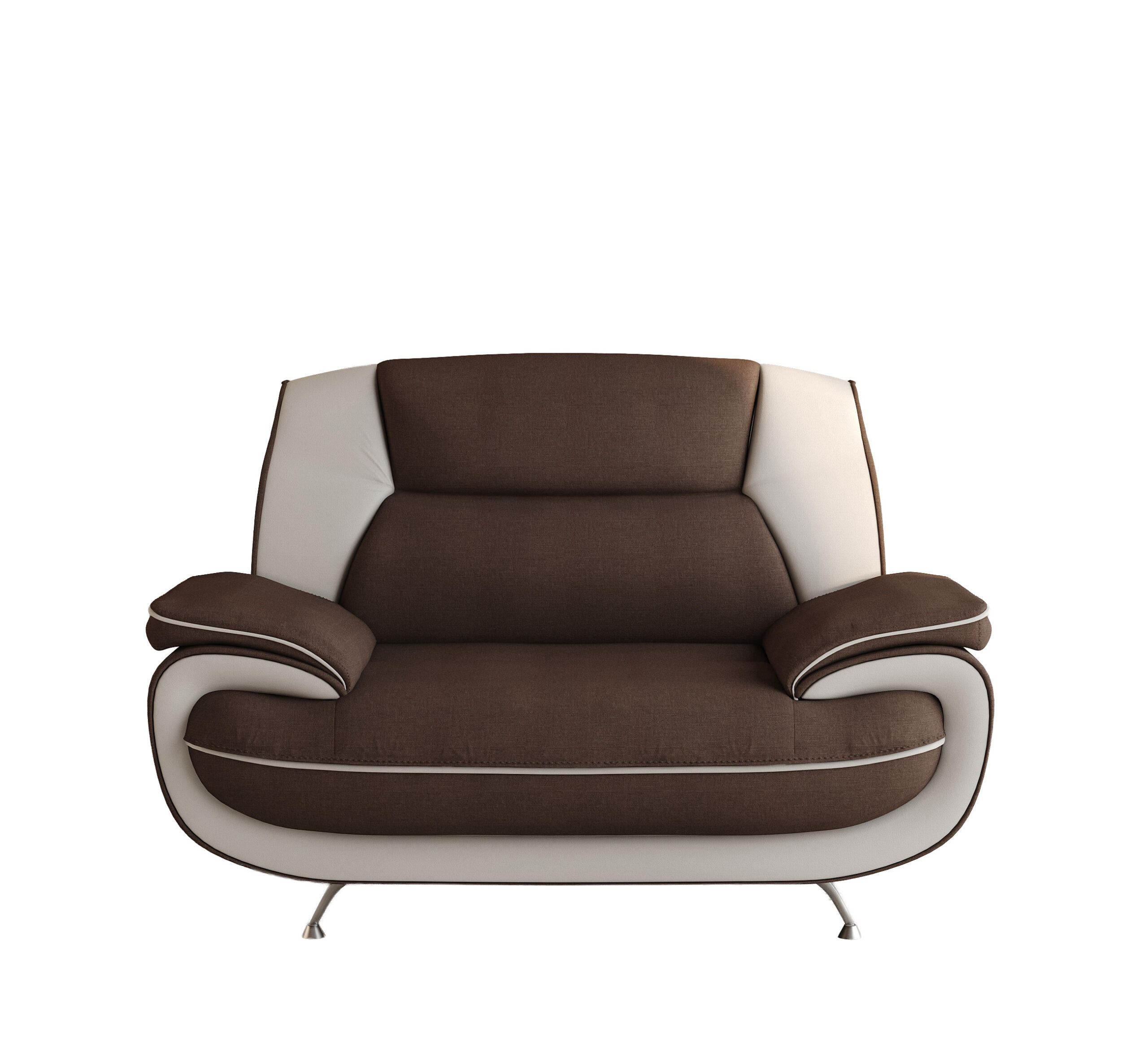 SESSEL, Stoff Kronos, Braun + Weiß, Palermo - Braun, Holz (128/89/87cm) - Kaiser Möbel