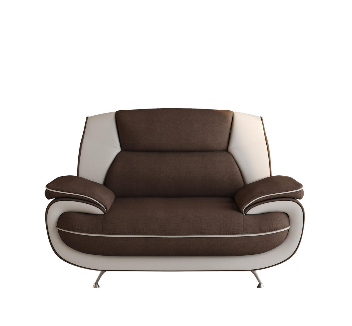 SESSEL, Stoff Kronos, Braun + Weiß, Palermo - Braun, Holz (128/89/87cm) - Kaiser Möbel