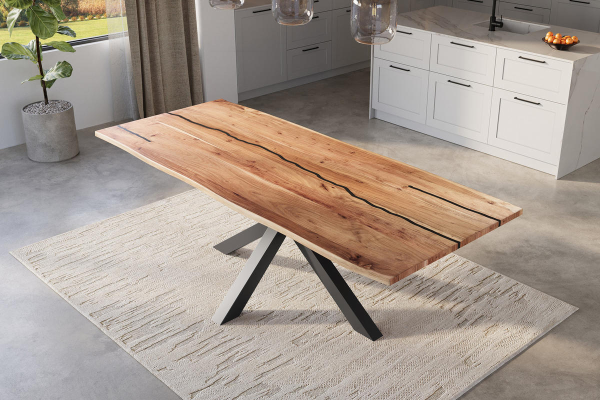 ESSTISCH POLLY - Beige/Schwarz, Holz/Metall (100/260/77cm) - SAM